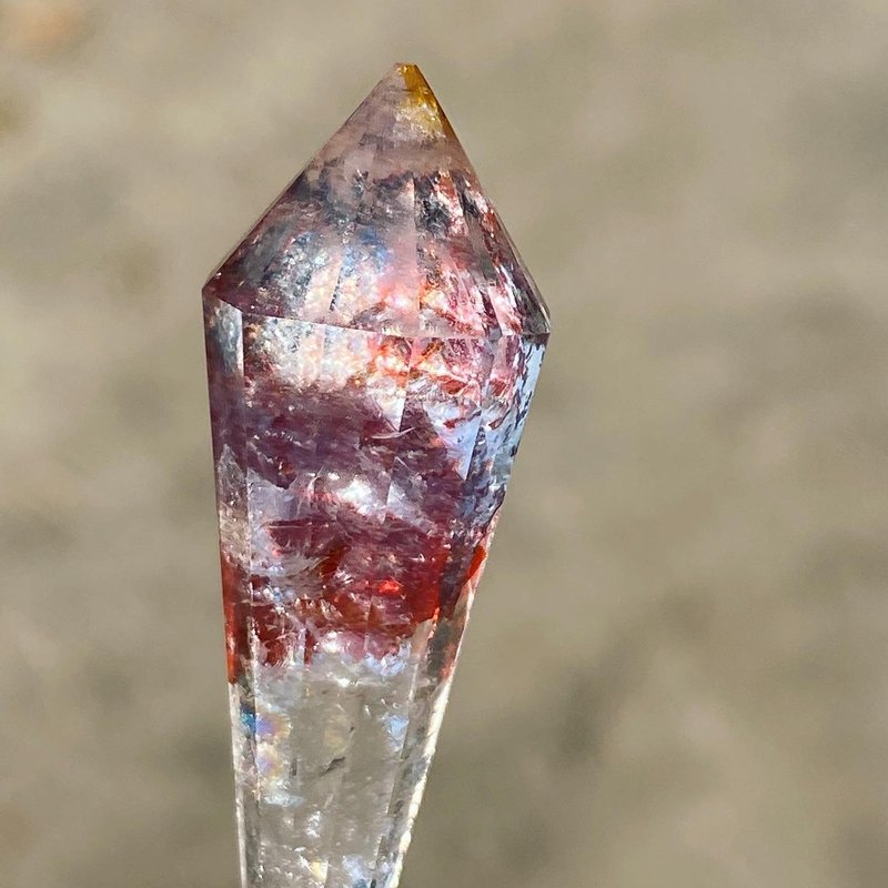 【Lost and find】 異像 彩虹 錦鯉水晶 紅鐵礦 項鍊 1T105 - 項鍊 - 寶石 紅色