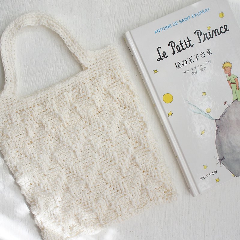 その他の素材 トート・ハンドバッグ ホワイト - Ba-ba handmade Pattern knitted multi tote bag No.MB6