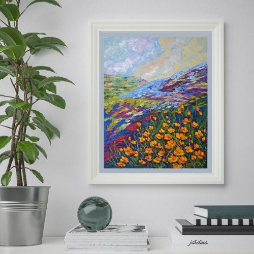 カリフォルニアポピー 絵画 風景 オリジナルアート フローラル