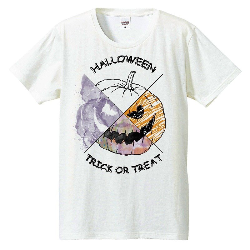 T-shirt / Halloween pumpkin - เสื้อยืดผู้ชาย - ผ้าฝ้าย/ผ้าลินิน ขาว