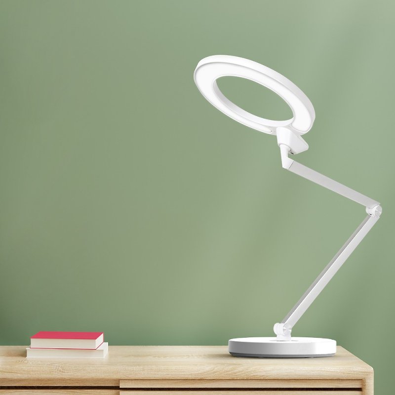 Energy-saving screen reading lamp, circular uniform light, full spectrum eye protection table lamp - Muse White - โคมไฟ - อลูมิเนียมอัลลอยด์ ขาว