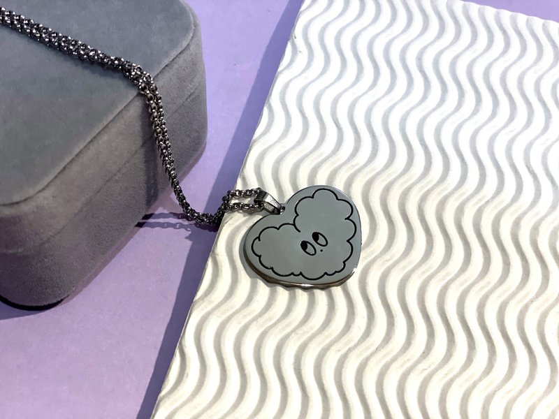 LLCXY love necklace 紫色毛毛項鍊 - 項鍊 - 不鏽鋼 銀色
