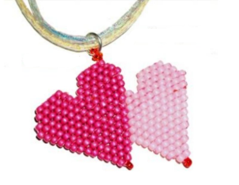 Beading pattern pendant or keychain hearts. Digital beading tutorial PDF. - คอร์สงานฝีมือ/หนังสือคู่มือ - วัสดุอื่นๆ 