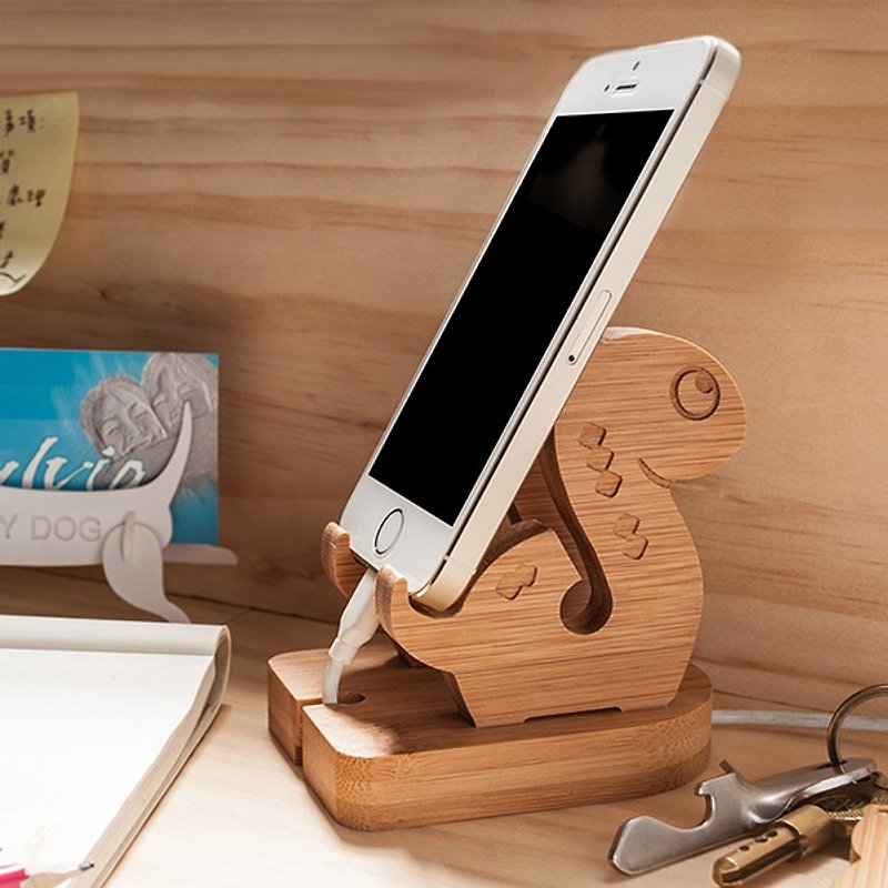[Customized gift] Orochi snake / iPhone Android customized phone holder - Phone Stands & Dust Plugs - Bamboo Brown