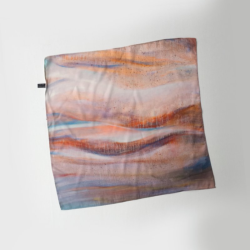 2つのパーのオレンジ雲芸術的側面 - スカーフ - シルク・絹 