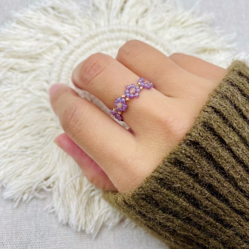 Guardian Star Natural Stone Bead Ring - General Rings - Semi-Precious Stones Purple