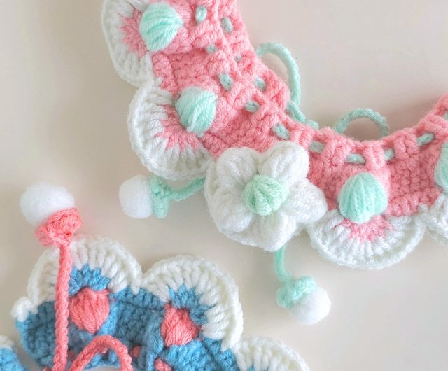 Flower Moon Crochet Pet Collar,handmade crochet collar for