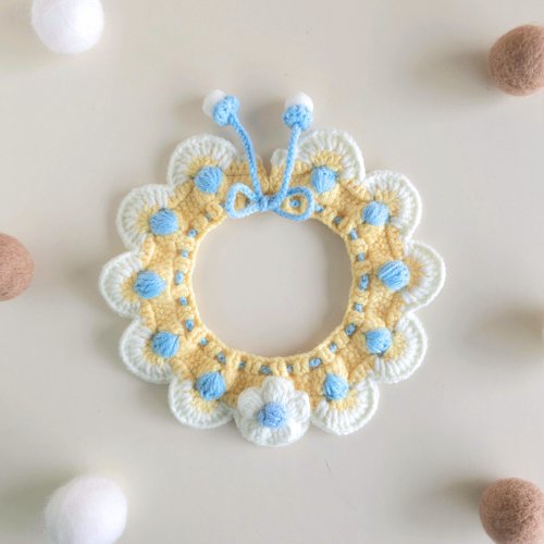 Flower Moon Crochet Pet Collar,handmade crochet collar for Flower Moon Crochet Pet Collar,handmade crochet collar for