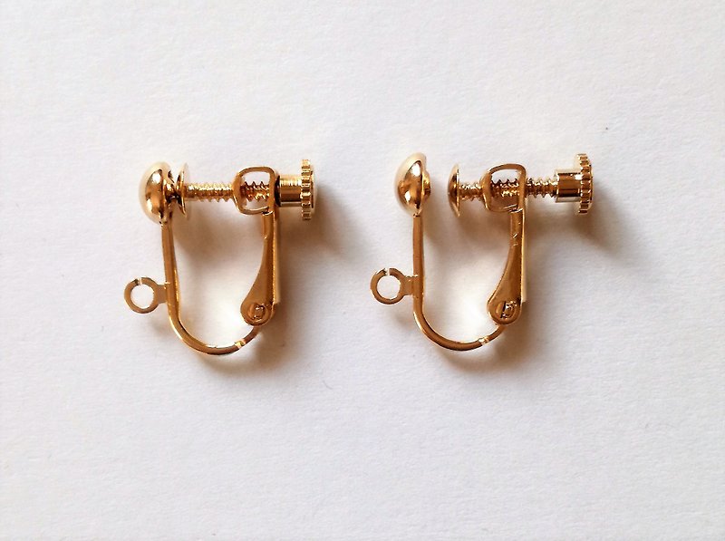 Earring Parts Screw Spring Clip Earrings - ต่างหู - โลหะ สีทอง