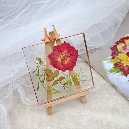 額付き押し花アート 押し花絵画、ドライフラワーアレンジメント、リアルフラワー
