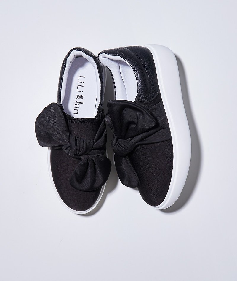 [Flying Mary] big bow leather dough shoes _ black princess - Women's Oxford Shoes - Genuine Leather Black