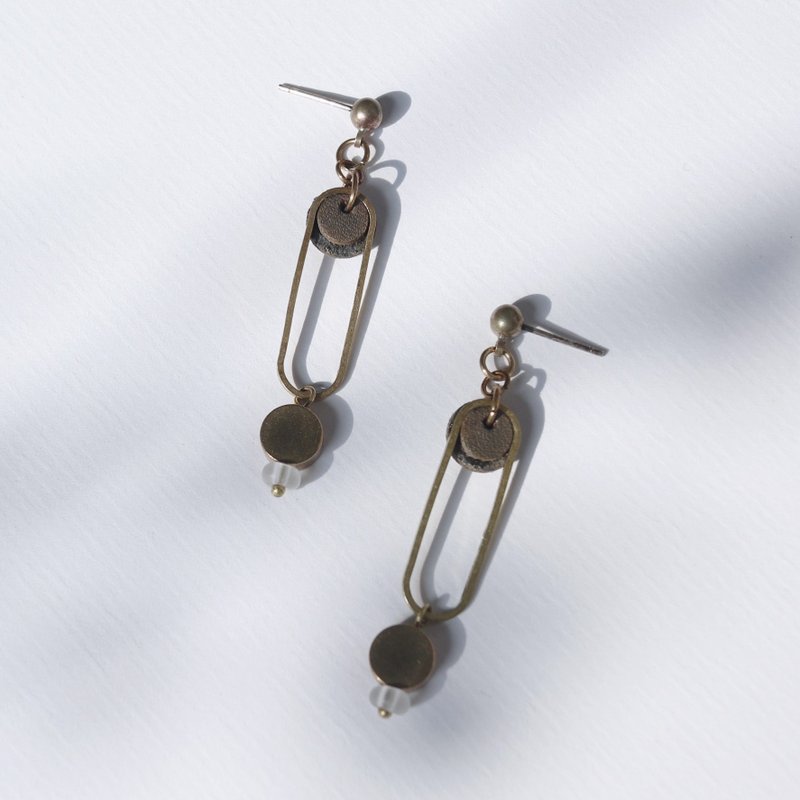 16:41 PM Grey Circle - Leather Earrings / Bronze Earrings / Stud Clip-On - Earrings & Clip-ons - Genuine Leather Gray