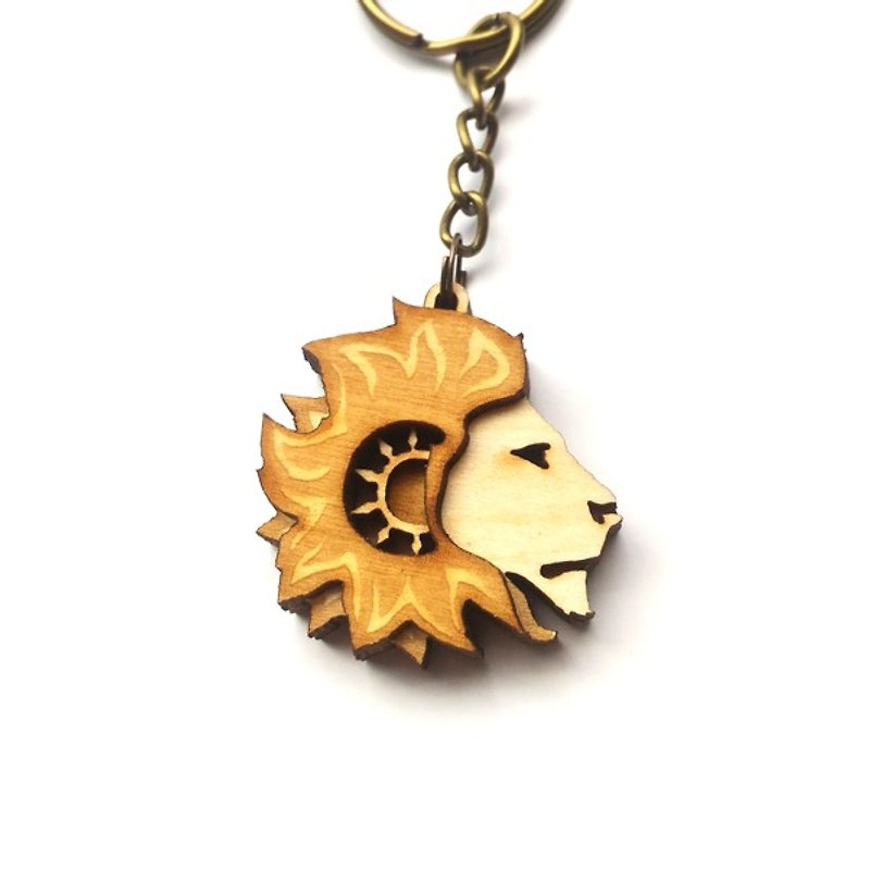 Sun Lion-Domineering Leo Constellation Keyring - Keychains - Wood 