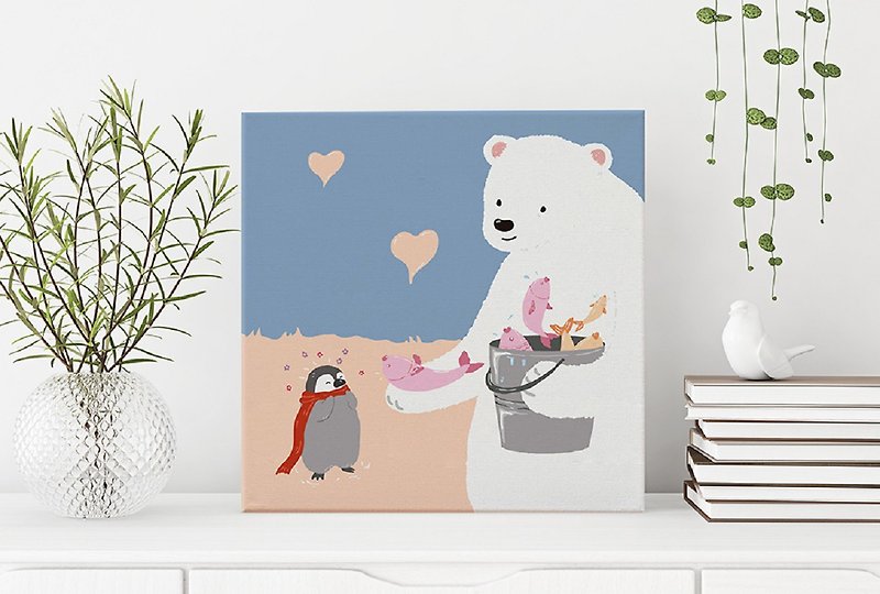 White Bear series frameless painting - I only give you the best - กรอบรูป - ผ้าฝ้าย/ผ้าลินิน สีน้ำเงิน