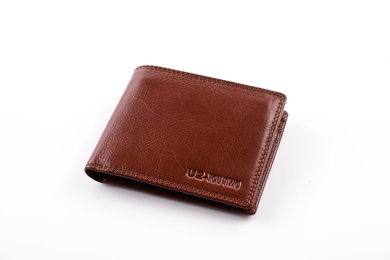 Simple leather handmade short clip wallet leather wallet male gift recommended - กระเป๋าสตางค์ - หนังแท้ สีนำ้ตาล