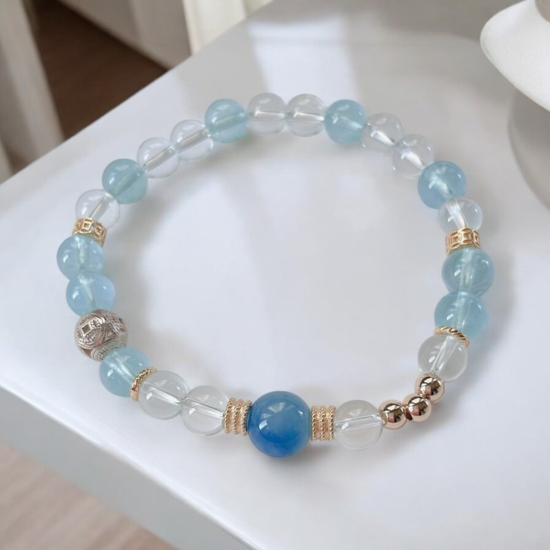 Communication skills improve work efficiency/Aquamarine white crystal - Bracelets - Crystal 