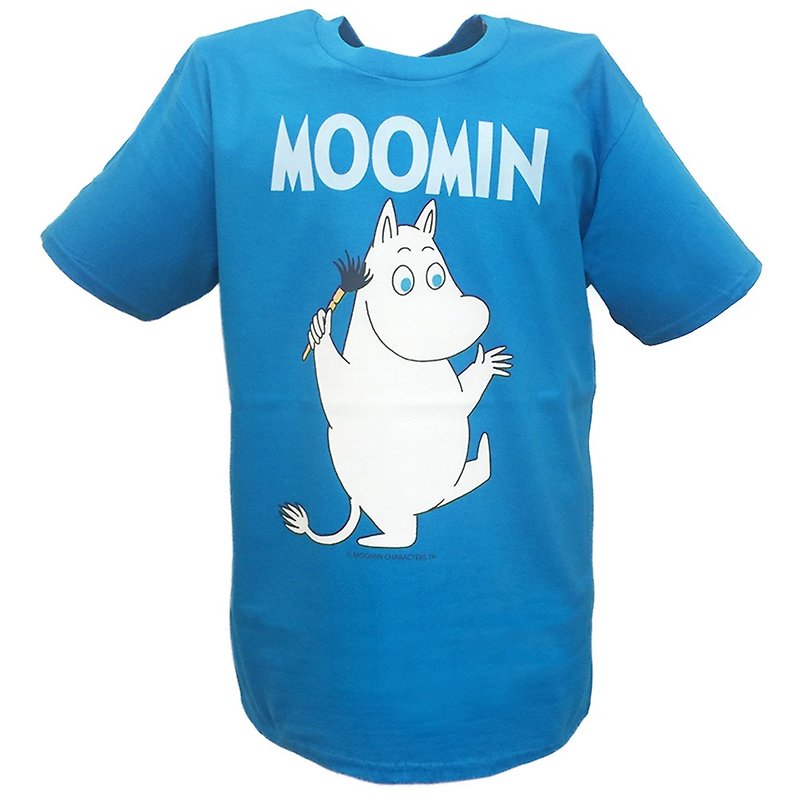 Moomin嚕嚕米授權-T恤：【愛畫畫的Moomin】成人短袖 T-shirt - 帽T/大學T - 棉．麻 白色