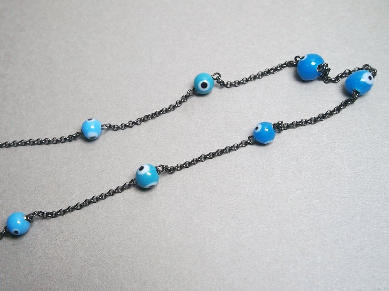 #GN058 Murano Glass Beads Necklace - Necklaces - Glass Blue