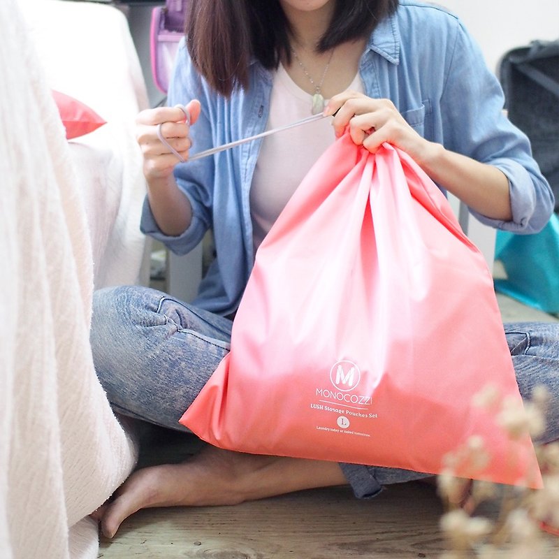 LUSH | 旅行雜物袋三合一套裝 - 珊瑚色 - 其他 - 聚酯纖維 紅色