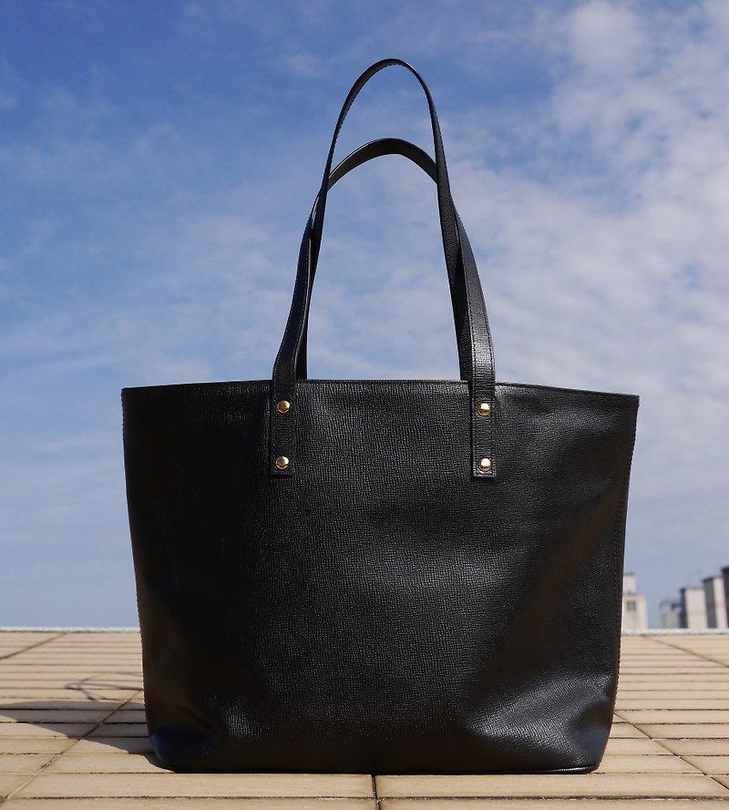 Simple leather tote - Dark reddish brown - Messenger Bags & Sling Bags - Genuine Leather Black