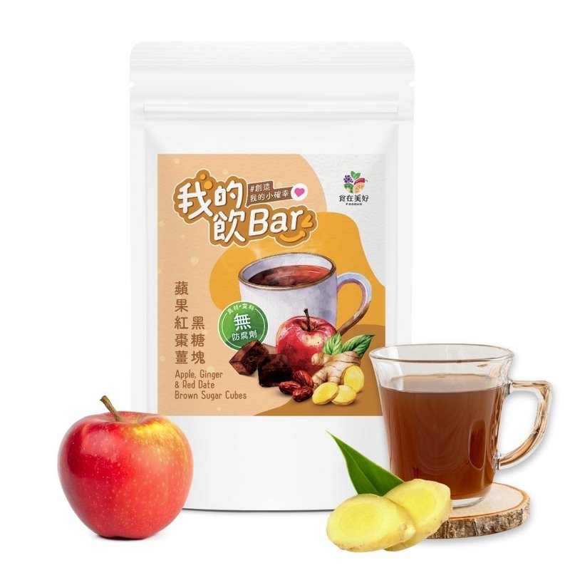 食在美好 我的飲Bar 蘋果紅棗薑黑糖塊17gX6入袋裝 - 蜂蜜/黑糖 - 其他材質 
