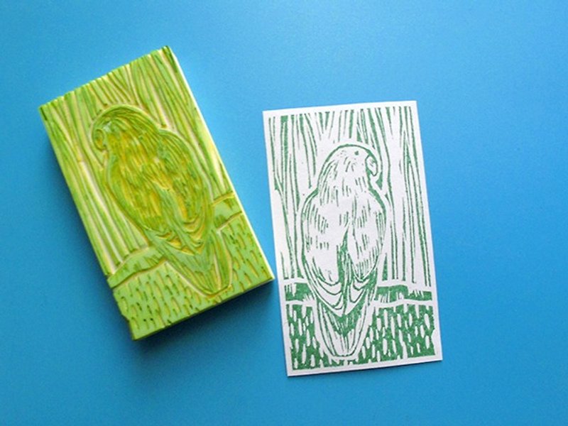 Apu handmade stamp engraving wind parrot stamp【Orphan product】 - Stamps & Stamp Pads - Rubber 