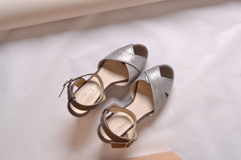 90123 Wedge high heel sandals Cinderella - Sandals - Genuine Leather 