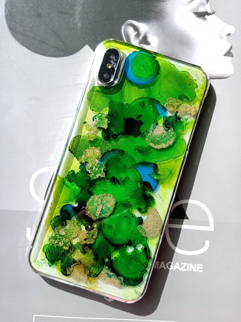 Annys workshop手作押花手機保護殼,iPhone XS Max, 流金歲月 - 手機殼/手機套 - 壓克力 綠色