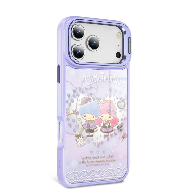 iPhone全系列軍規防摔合金框隱形立架鏡面磁吸殼-甜心雙子星-紫框 - 手機殼/手機套 - 其他材質 多色