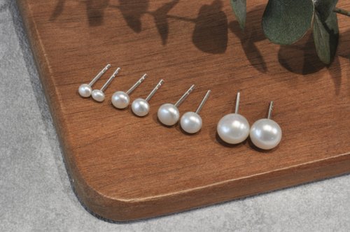 二毛銀（Nimou Jewelry） 二毛銀【天然珍珠純銀耳針】3、4、5、7 mm