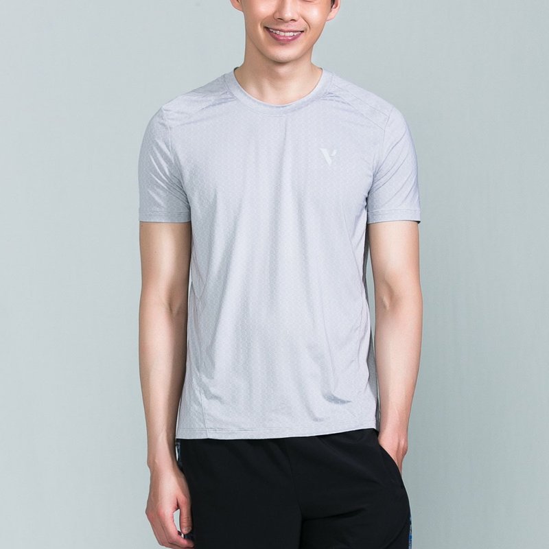 男Elite Runner Ultra Cool T恤-淺灰 - 男 T 恤 - 聚酯纖維 灰色