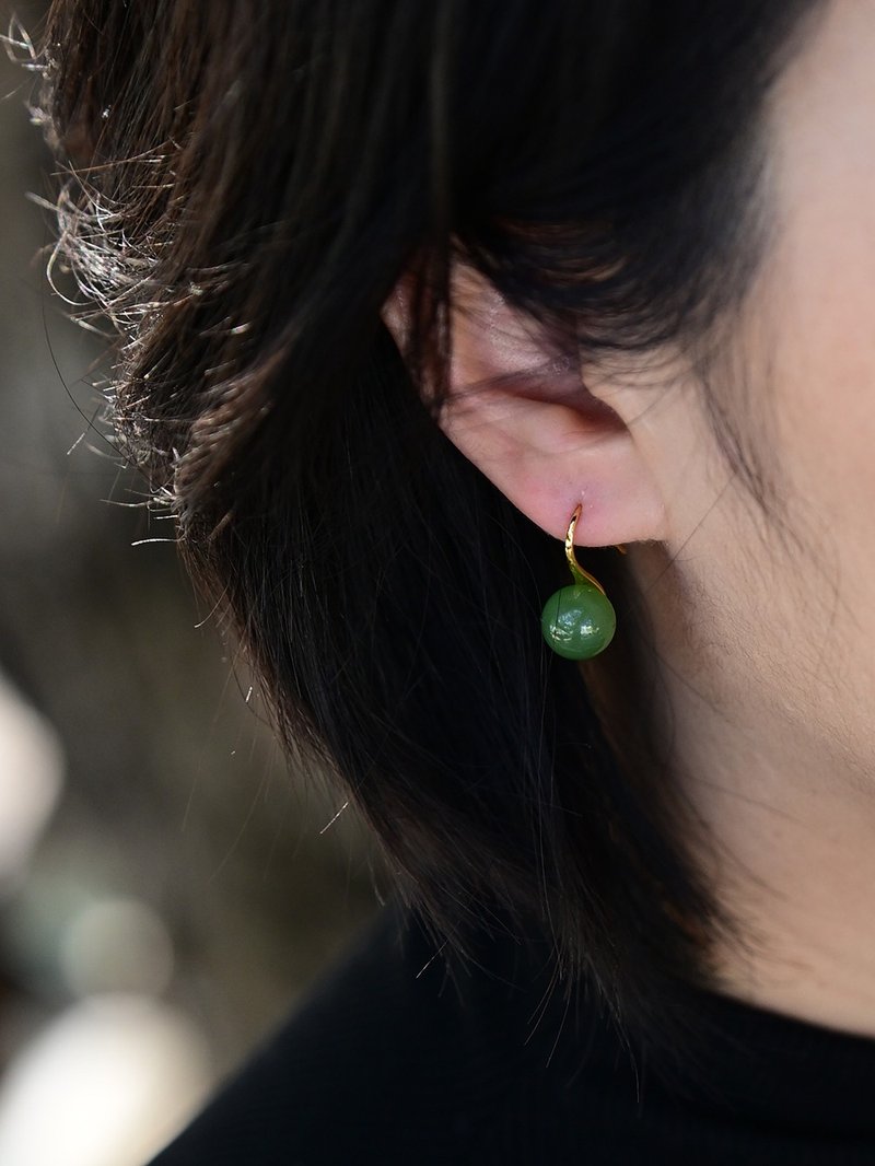 新中式 天然碧玉高跟鞋耳環 S925銀 和田玉 旗袍配飾 - 項鍊 - 玉石 