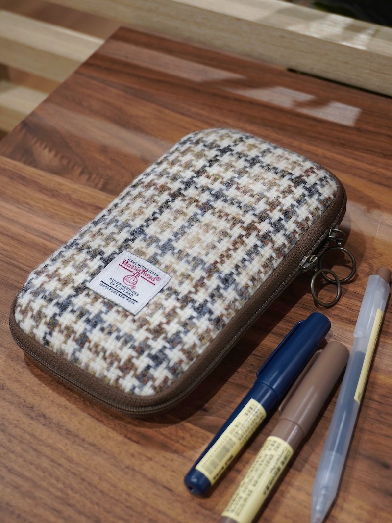 British retro harris stationery zipper handbag makeup pen storage fabric handmade sesame seed bag with changeable colors - Pencil Cases - Wool 