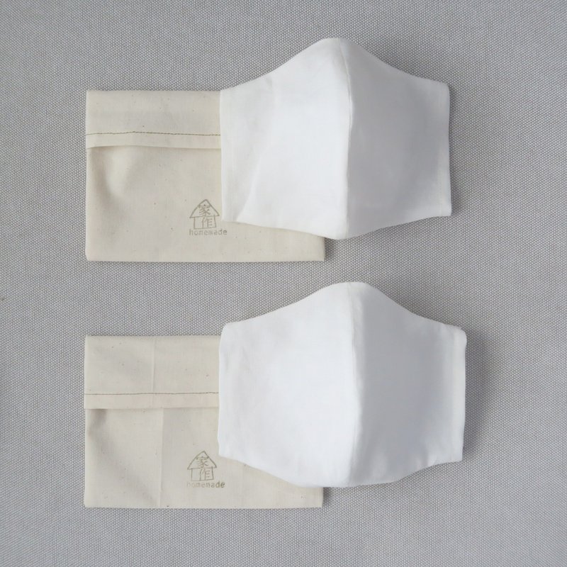 2 into the linen three-dimensional mask cover + 2 into the storage cover | pure white ergonomics, no allergies, no sultry - Face Masks - Linen White