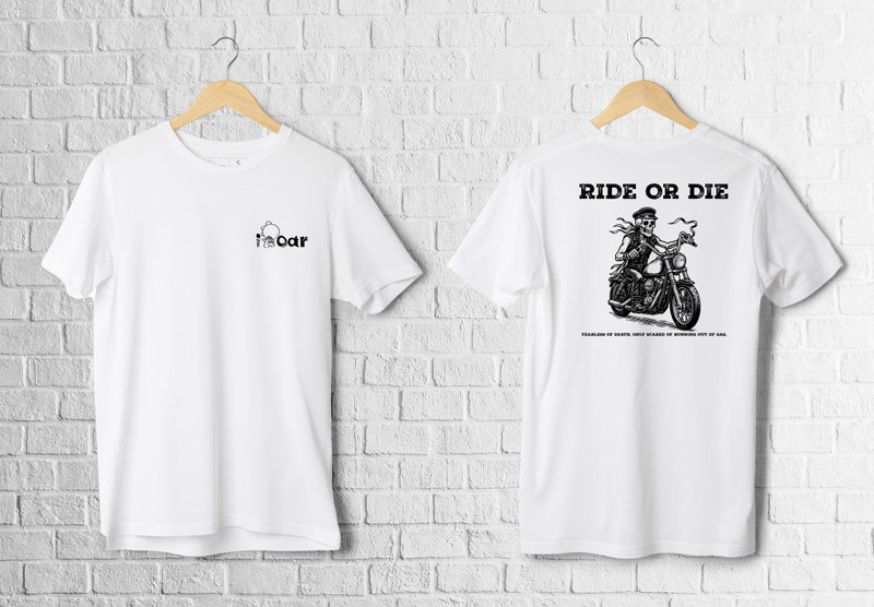 【I ROAR 】RIDE OR DIE 骷髏騎士重機/厚磅棉T/潮流可/訂製 - 男 T 恤 - 棉．麻 