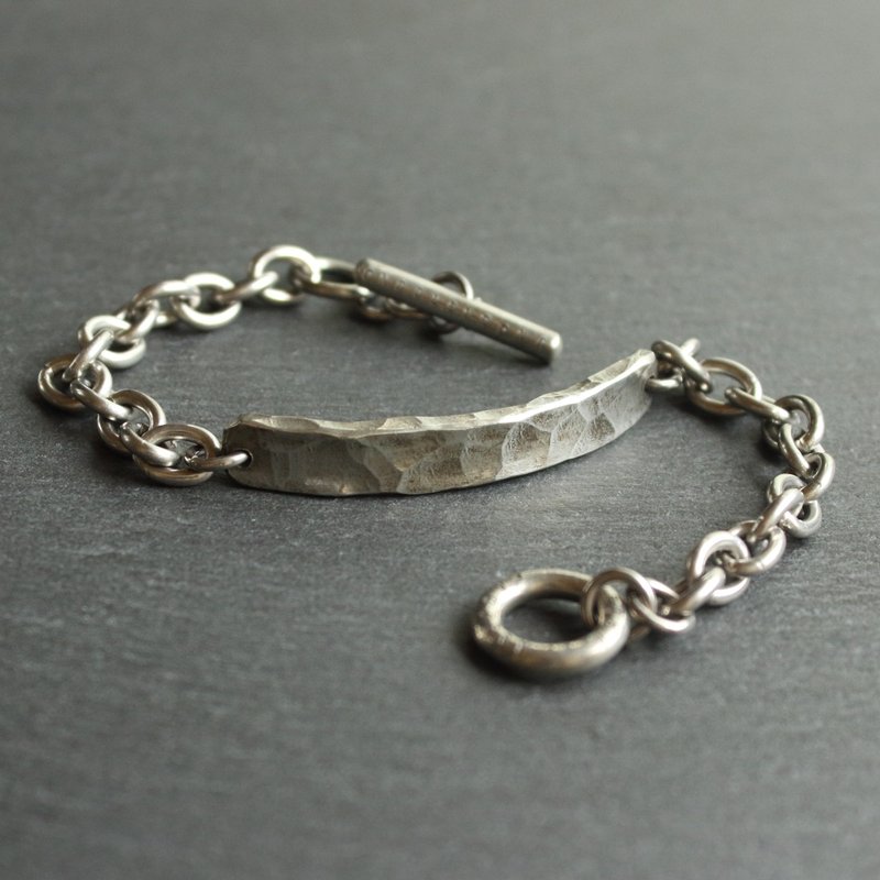 錫×銀手鐲  ID 鏈 Bracelet -AZUKI- - 手鍊/手環 - 銀 銀色