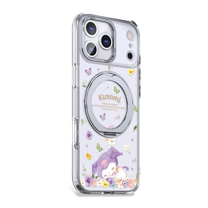 三麗鷗iPhone 16/15/14/13/12 360旋轉磁吸立架手機殼-午覺酷洛米 - 手機殼/手機套 - 其他材質 多色