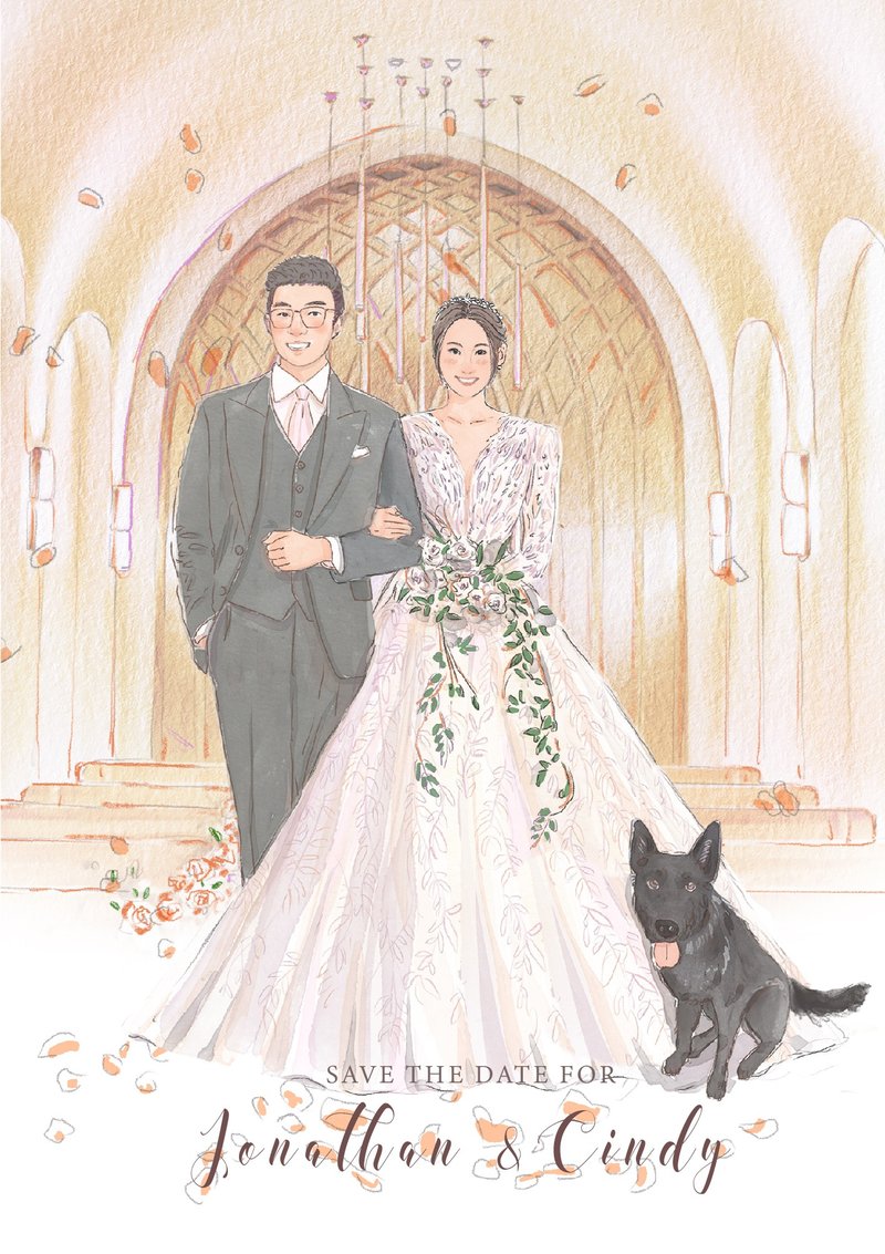 Please contact the designer before placing an order for Xiyan painted wedding invitations and wedding designs - ภาพวาดบุคคล - วัสดุอื่นๆ 