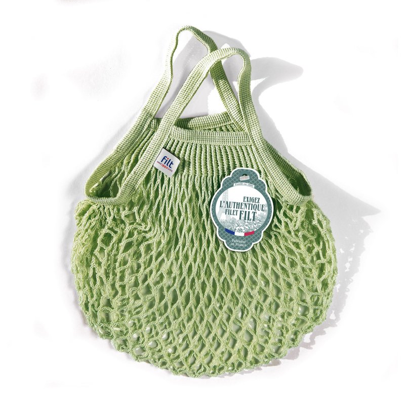 French Filt mesh bag tea green Pergola - กระเป๋าถือ - ผ้าฝ้าย/ผ้าลินิน 