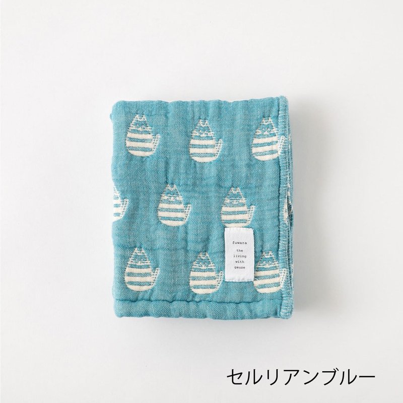 【日本fuwara六重紗毛巾】藍色貓咪毛巾 - 毛巾/浴巾 - 棉．麻 藍色
