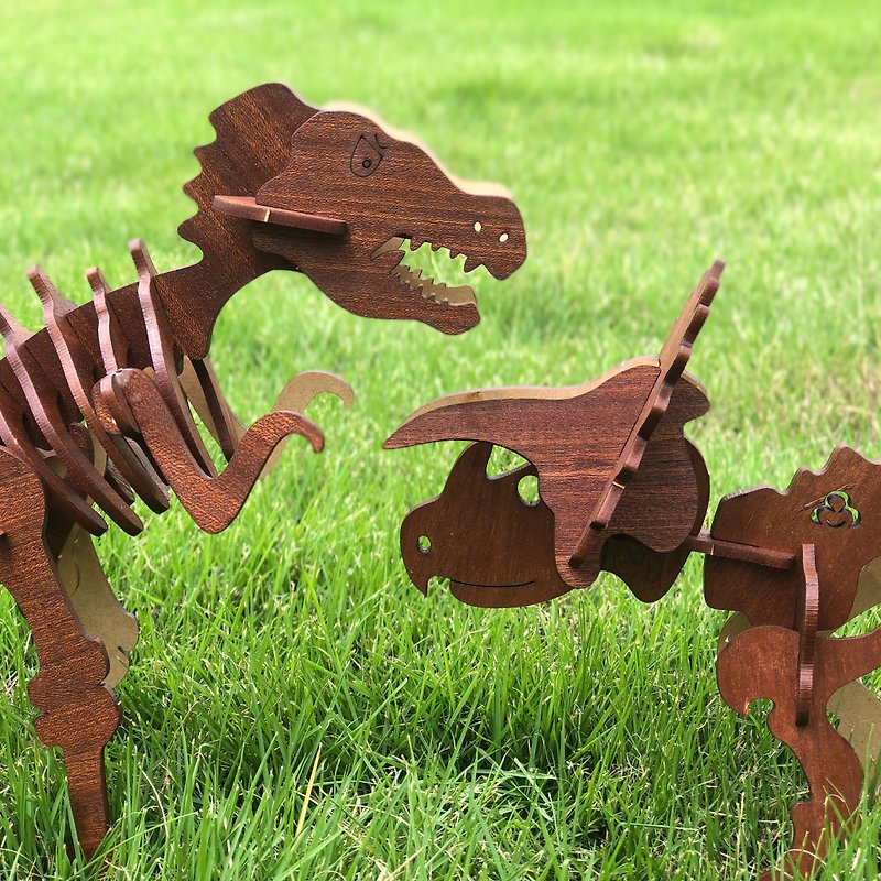 ティラノサウルス/トリケラトプス（子供のおもちゃ）手作りDIY - 木工/竹細工/ペーパークラフト - 木製 カーキ