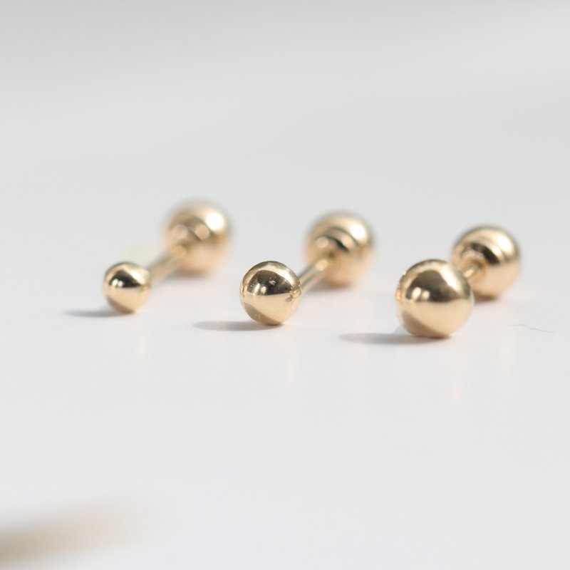 14K semi-circle gold ball bead earrings (2 / 2.5 / 3 mm) (single) ear bone and ear socket will not fade - ต่างหู - เครื่องประดับ สีทอง