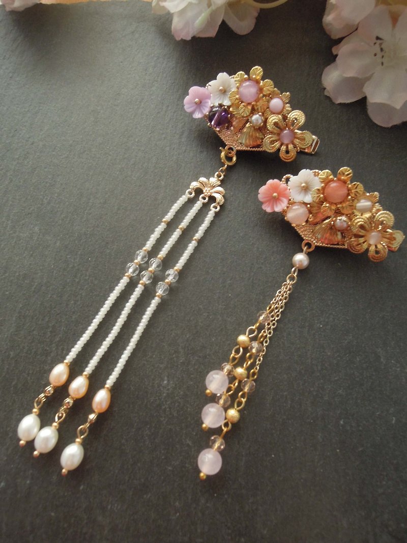Zunyun Pavilion-Jinzhuang Classical Small Hair Clip - Hair Accessories - Other Metals Pink