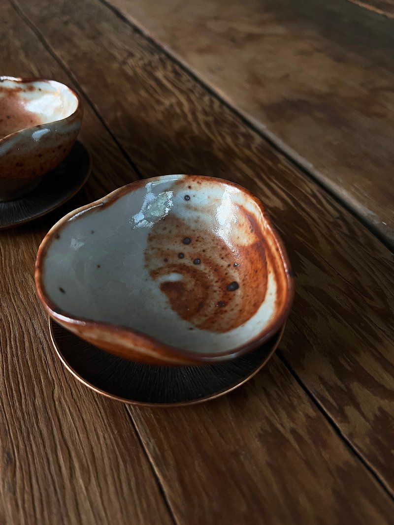 志野 茶杯 兩入  三角型  | 陶器皿 - 茶壺/茶杯/茶具 - 陶 橘色