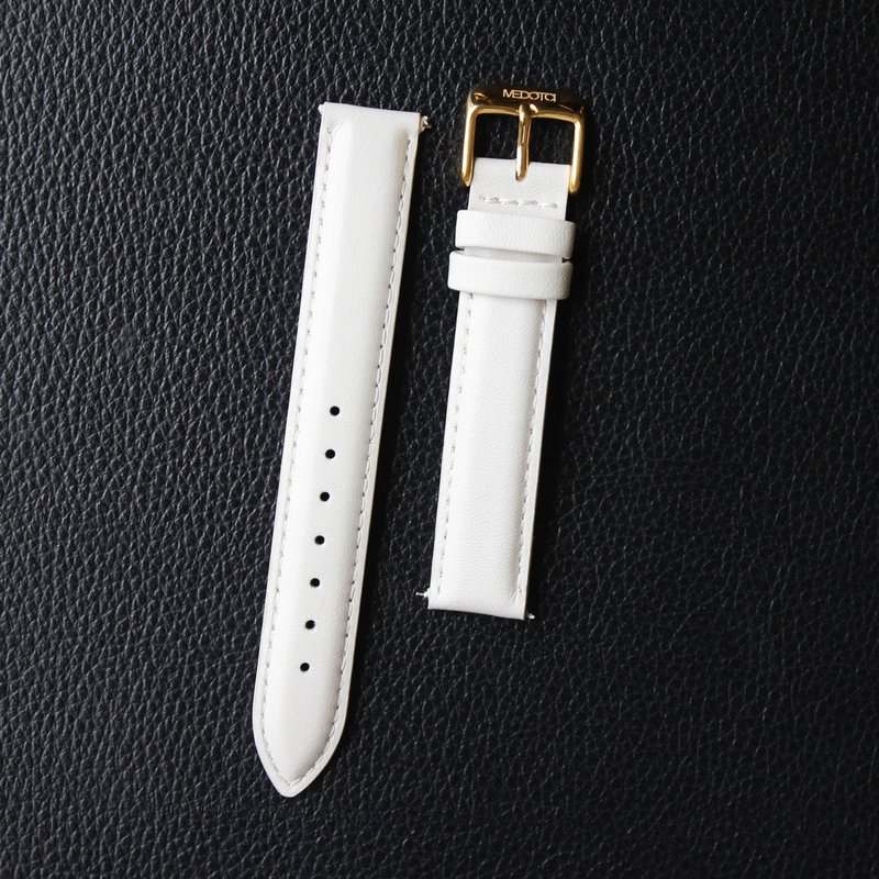 米白色快拆式真皮錶帶 / 16mm - 錶帶 - 真皮 