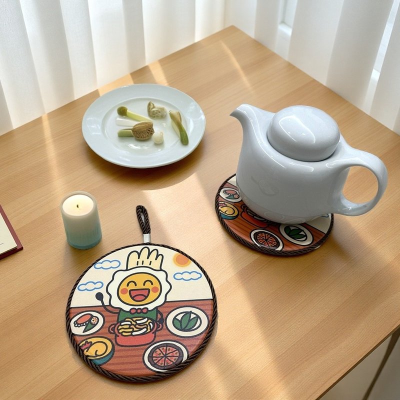 雞蛋大廚 陶瓷隔熱墊 | 鍋墊 杯墊 耐高溫 軟木防滑 童趣時尚精美 - 杯墊 - 瓷 
