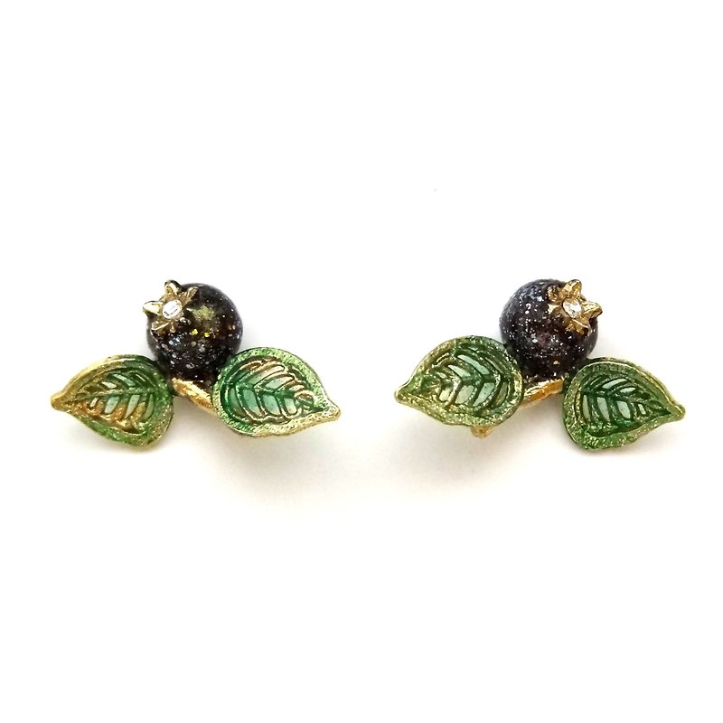 chiching chess design green handmade enamel jewelry Enamel series Galaxy blueberry earrings Soon - Earrings & Clip-ons - Enamel Purple