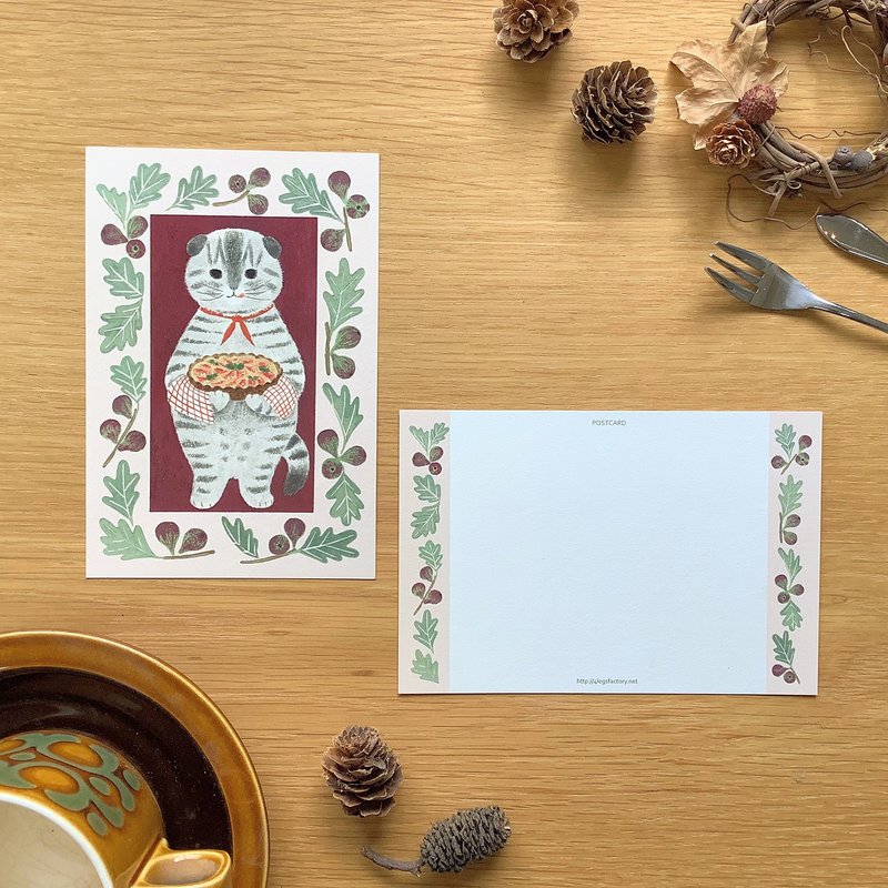 ポストカード　絵本の中のねこ　#new9    スコティッシュとイチジク - 卡片/明信片 - 紙 