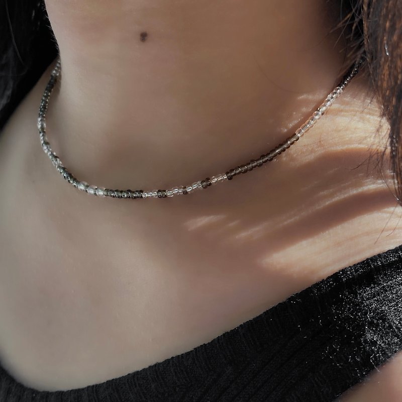 Show | Transparent Black Silver Beaded Necklace - Necklaces - Glass Black