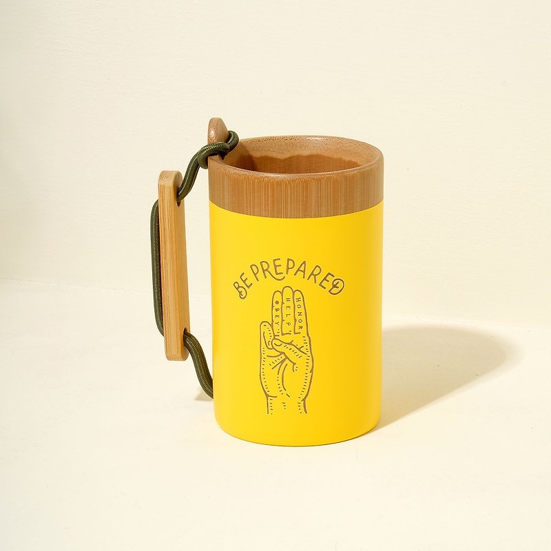 Outdoor Cup vitality concave bean cup (three fingers) - แก้วมัค/แก้วกาแฟ - ไม้ไผ่ สีกากี